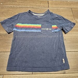 Hang Ten Boys Navy Blue T-Shirt Size 5 Pocket Tee Sun Fade